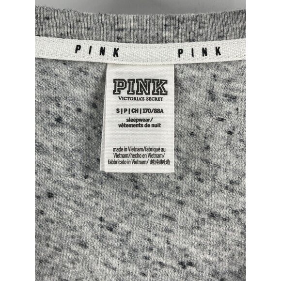 Pink Victoria's Secret Gray Sleepwear Top Shirt Size Small Women's V Neck - Picture 3 of 10